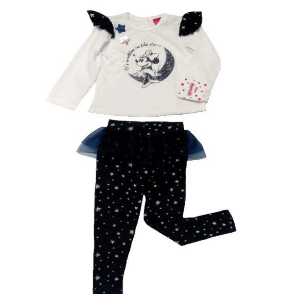 Minnie Embroidery Black and White Set For Toddlers